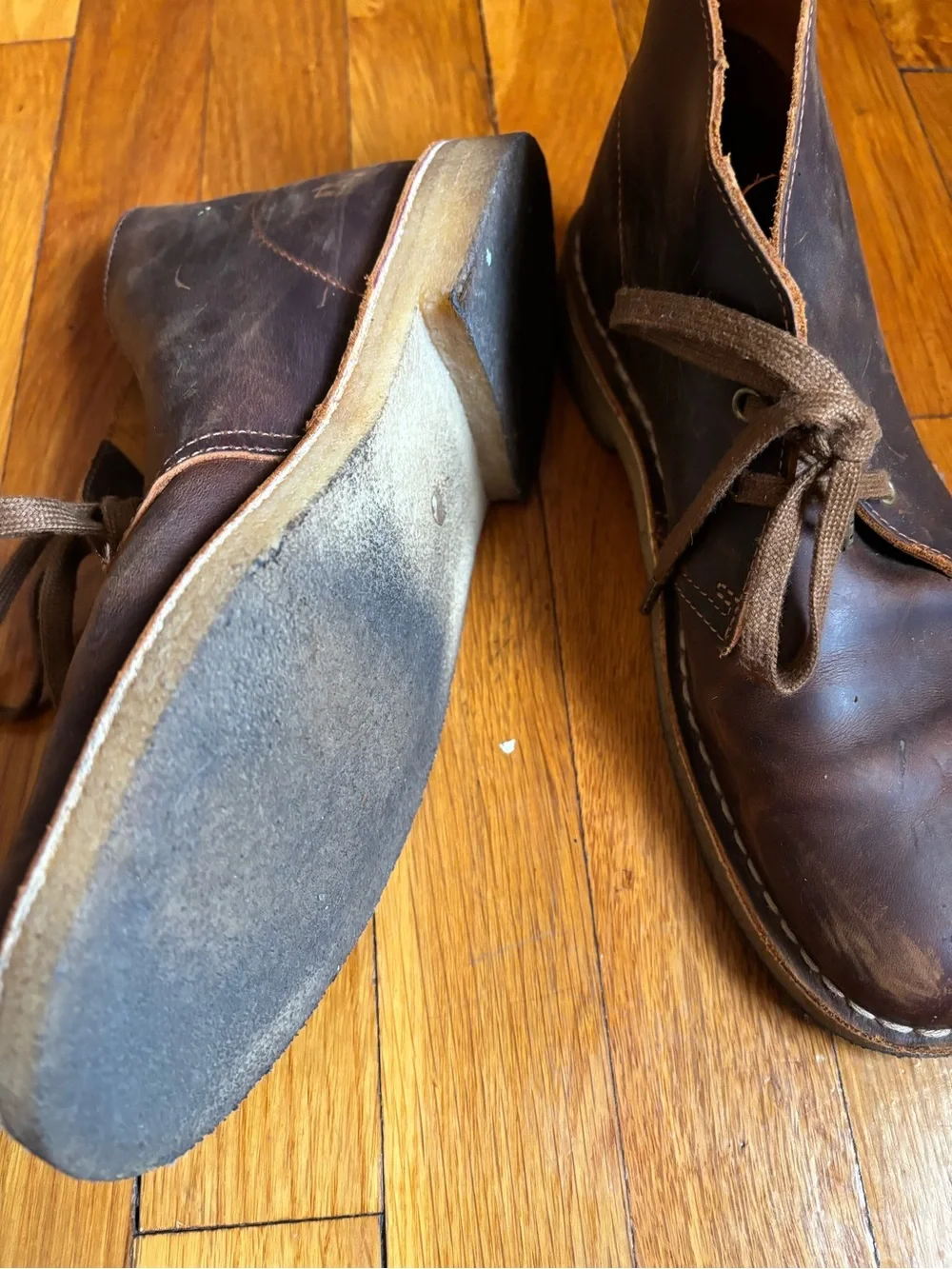 Clarks Brown Leather Lace Up Chukka Desert Ankle Boots Rubber Sole. Men's US 8
